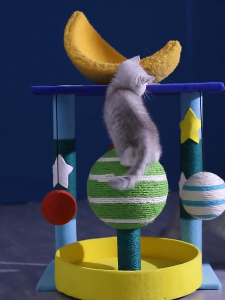 Lovinland Cat Climbing Tree for Indoor Cats Multi Level Tower with Sisal Ball Scratching Balls Space Capsule Large Platform Hammock Dangling Toys Stable Condo Planet Themed Pet Cat Play House