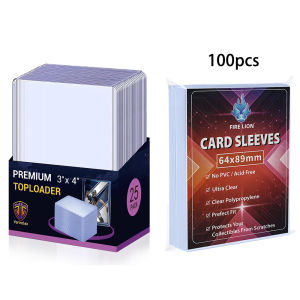 25PCS 35PT 3x4 Clear Super Thick Top Loader Card Holder Protector and 100PCS Inner Sleeve for Sports Football Cards