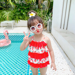Princess Style Childrens Swimsuit Girls Skirt Design Swimming Suit 1-3 Years Old Mandylu Story Polyester One-Piece Swimsuit