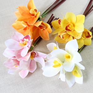 Artificial Cymbidium Orchid Flower Bouquet 3D simulation Flower fake orchid flowers Home wedding decoration