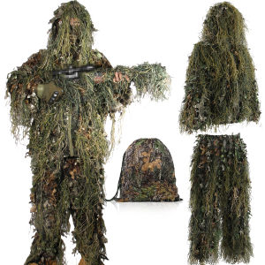 JOAXOR Ghillie สูท 3D Leafy Camo ชุดล่าสัตว์ Woodland Gilly ชุด Gillies ชุดสําหรับชาย Leaf Camouflage ชุดล่าสัตว์