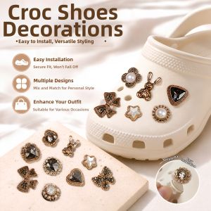 Jiaxun | Vintage DIY Rabbit and Butterfly Shoe Charms Metal Color Crystal Flower