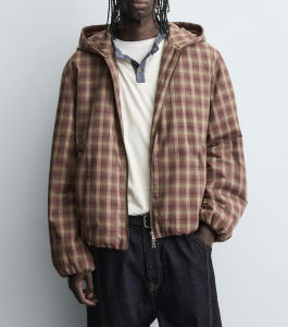 Áo Khoác Ngắn Nam Phong Cách Cổ Điển Dân Tộc Có Mũ Kẻ Ca Rô Thời Trang Âu Mỹ Chất Liệu Cotton Có Túi Khóa Kéo Mặc Thường Ngày Mùa Xuân Thu