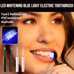 Led Whitening Blue Light Electric Toothbrush Type-C Rechargeable Electric Toothbrush Home Teeth Cleaner Replacement Brush Head Teeth Scaling Tools