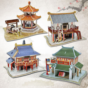 Chinese Style Ancient Architecture 3D Puzzle Model World Style Shopping Street Assemble Model Kids DIY Educational Toys