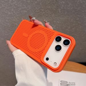 Ốp Lưng Sạc Không Dây Magsafe Tản Nhiệt Cho iPhone 17/16/15/14/13/12 Pro Max Air - Vỏ Cứng Thoáng Khí Tương Thích Với Apple