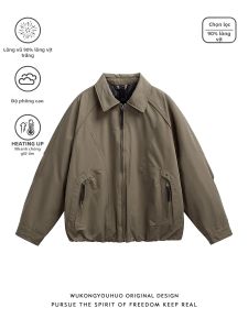 Áo Khoác Lông Vũ Mỏng Ấm Phong Cách Retro