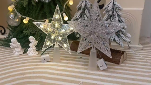 LED Christmas Tree Star Topper Lights 15cm Creative Glowing Xmas Tree Topper Decoration Indoor Outdoor Party Supplies Pentagonal Star Ornament