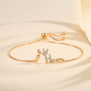 Y928 【COD】Gelang Huruf Lapis Emas 18k Aksesoris Fashion Wanita Gelang Serut Perhiasan Anti Karat Tidak Luntur gelang inisial huruf