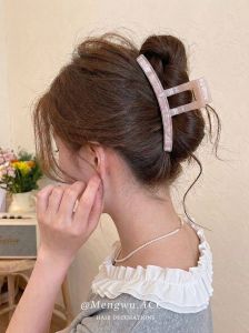 MENGWU | Milk Apricot Color Acrylic Elegance Simple Bow Hair Clip