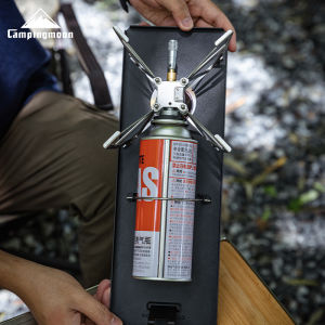 CAMPINGMOON สีดําชุดอุปกรณ์ตั้งแคมป์แบบพกพาโต๊ะในครัวกลางแจ้ง Camping เตาแก๊ส Burner Rack โต๊ะพับ