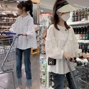 Maternity Long Sleeve T-Shirt Shirt Style Spring Autumn Womens Two Piece Set Loose Fit Cotton Blend Moisture Wicking round Neck