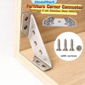 ItemMart Stainless Steel Corner Braces Furniture Fastener Joint Corner Connector for Shelf Cabinet Table Chair