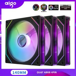 Quạt ARGB Aigo AS14 140mm Cho PC Case 4PIN PWM 5V-3PIN Làm Mát CPU Bằng Nước Bạc Đạn Chất Lỏng Bộ Làm Mát Gamer Quạt RGB