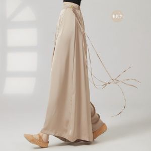 Quần Ống Rộng Cổ Điển Hiện Đại Chuyên Nghiệp Tập Luyện Biểu Diễn Quần Tập Luyện Dây Thắt Lưng Vải Voan Quần Áo Khiêu Vũ