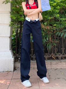 Spring 2025 High Waist Slim Fit Casual Straight Leg Workwear Pants Women Trendy Hot Girl Drapey Style Cotton Long Trousers
