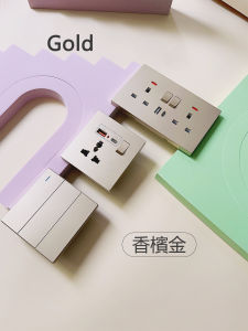 Hong Kong Macau Version USB13A plus Type-C Fast Charge Socket Gold Color Home Electric Switch Panel Single Pole 86 Type