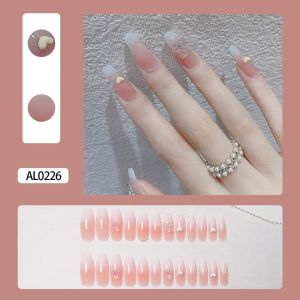 AL226 Hộp 24 móng tay giả dài đính đá tấm keo dán móng silicon