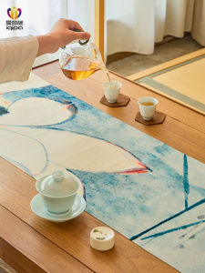 Waterproof Chinese Style Table Flag Love Peculiar Zhang Daqian Ink Lotus Tea Table Cloth Tea Set Dining Table Decorative Cloth
