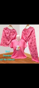 SETELAN BAJU TIDUR 3 IN 1 WANITA DEWASA BAJU 1 CELANA 2 PANJANG DAN PENDEK MODEL BORDIR COD
