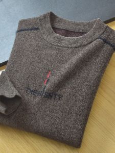 Thickened Chenille Mens Sweater Autumn Winter Warm round Neck Knitted Winter Fashion City Youth Long Sleeve Solid Color Knitwear