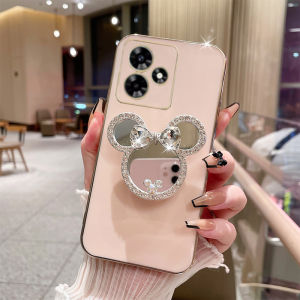 Hot Phone Case Honor 400 Lite Honor400 Lite Honor400Lite 5G New Cute Cartoon Fashion Anti-drop Soft Casing with Shiny Rhinestone Makeup Mirror Bracket 2025
