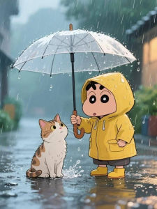 Bandai | Oil Painting Cartoon C-Crayon S-Shin-chan and Cat By Number DIY Wall Decor for Living Room Bedroom Home Decor Gift No Frame