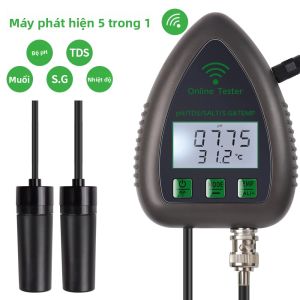 Máy Kiểm Tra Chất Lượng Nước Kỹ Thuật Số 5 Trong 1 WiFi Bluetooth TDS/EC/Độ Mặn pH SG Nhiệt Độ Cho Bể Cá Nuôi Trồng Thủy Sản Bể Bơi