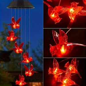 1 ชิ้นที่มีสีสันพลังงานแสงอาทิตย์ Hummingbird Wind Chime Light ภูมิทัศน์ เหมาะสําหรับสวนกลางแจ้ง ตกแต่ง Patio และวันหยุดของขวัญ