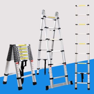 YOWXII 1.3M & 1.7M Aluminum Adjustable Telescopic Folding Ladder