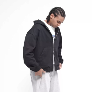 House of Smith Sweater Hoodie Boxy Pria - Prime Heavyweight Double Zipper Boxy Hoodie Black