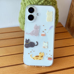 Adorable Retro Cat Doodle Soft Shell Case for iPhone 17PRO/16PROMAX/14PRO Apple 15Plus Girls Phone Compatible with iPhoneAir