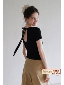 Áo Thun Ôm Body Cổ Tròn Lưng Hở