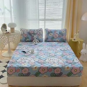 100% Waterproof Mattress Protector Cover Bruno Bear Bed Sheet Single/Double/Queen/King Size Stain-resistant Breathable Washable No Gusot No Lukot