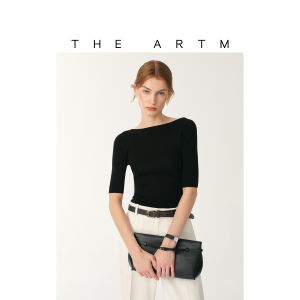 Machine Washable Low Back One-shoulder Fitted Knitted Short-sleeved Top