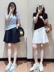 Váy Ngắn Lưng Cao Mùa Hè Cho Nữ Váy Ngắn Chữ A Vải Polyester Dáng Chữ A Không Có Nút Cài Không Có Túi