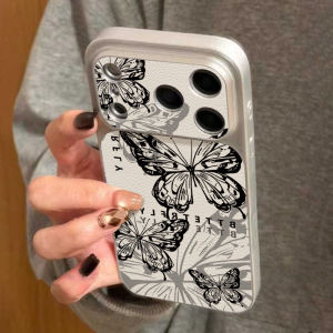 Soft Leather Butterfly Phone Case For iPhone 17 Pro Max 16 13 11 15 14 12 17 17promax 16promax 15promax Shockproof Cover Funda