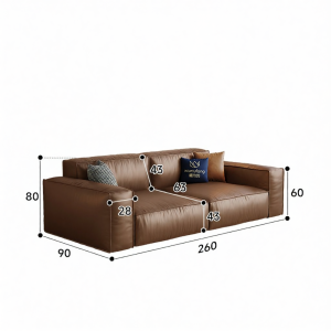 WUMUFANG | Ghế Sofa Da Phong Cách Cổ Điển Màu Nâu Da Tầng Trên