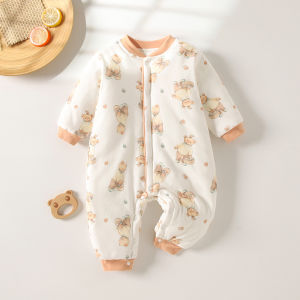 Thickened Cotton Baby Romper Suit for Crawling Babies Autumn Winter Newborn Clothing Long Sleeve Cotton A-Class Safety