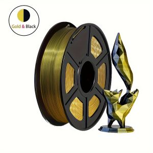 Silk Dual Color PLA Filament 3D Printer 1.75mm +/- 0.03mm Bicolor Filament Two Tone PLA 250G(0.55lbs) Black Gold