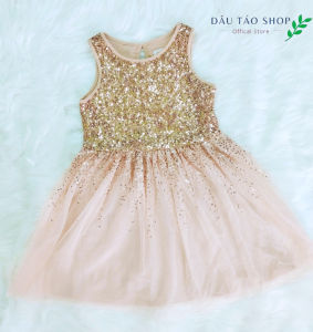 Đầm công chúa hồng đính kim sa lấp lánh VNXK xịn cho bé 15-50 kg