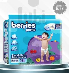 POPOK BERRIES PANTS MURAH POPOK BAYI SEKALI PAKAI TIPE CELANA COWOK CEWEK+ INDIKATOR PIPIS UKURAN M34 L30 XL26