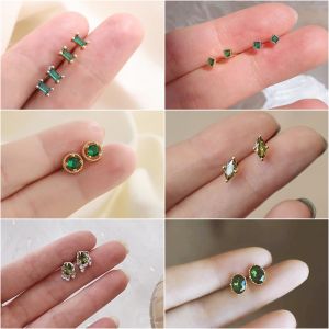 New Fashion Simple Green Zircon Stud Earrings For Women Exquisite Hypoallergenic Earrings Girls Jewelry Accessories Gifts