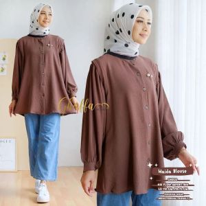 Blouse Wanita Korean Style Baju Atasan Cewe Kemeja Terbaru 2023 HAIDA BLOUSE CRINKLE BUSUI LD 110 CM