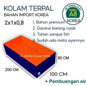 Terpal Kolam kotak A8 korea 100x200x80 / 200x100x80 / 1x2x08 / 2x1x08
