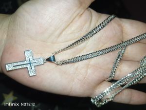 legit silver sale doublebarb cross necklace