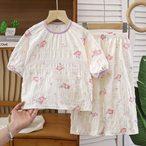 JIFANPAUL | Cotton Gauze Girls Sleepwear Set Long Sleeve For Spring and Summer 2026 New