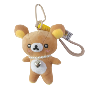 Rilakkuma Bear Plush Keychain Cute Yellow Bear Pendant Kawaii Stuffed Animal Toy Keyring Bag Charm Gift for Boys Girls Women