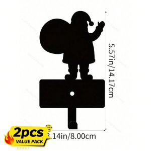 CIFbuy | CIFBUY Iron Wall Art Santa Claus Silhouette Metal Hooks Coat Bag Hanger Entryway Kids Room Home Decor Ornament