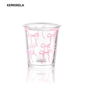 Cốc Thủy Tinh Nơ Hồng KEMORELA 320ML Cốc Uống Cà Phê Đá Dễ Thương Hình Tròn Thân Thiện Với Môi Trường Thích Hợp Cho Các Buổi Họp Mặt Của Các Chị Em